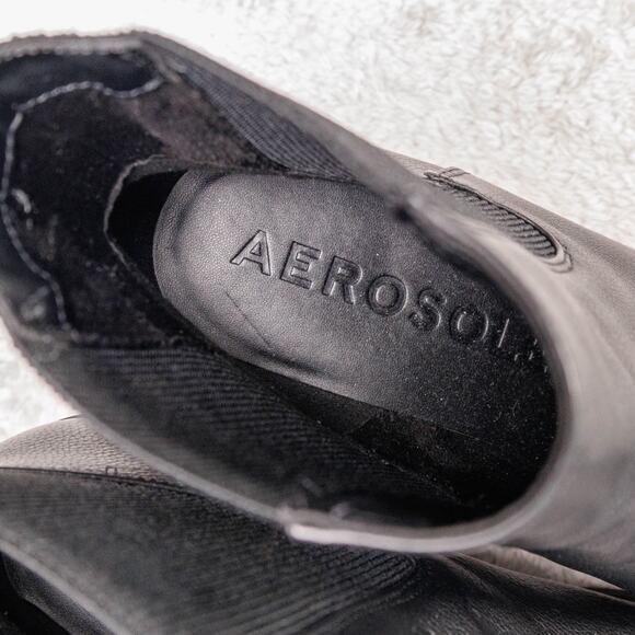 Aerosoles Mylo Black Leather Wedge Ankle Boots Womens Size 11rac - Picture 12 of 16